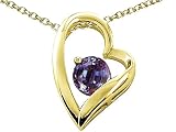 1.30 cts 14k Gold Heart Shaped Lab Created Round Alexandrite Pendant - 14kt White or Yellow Gold