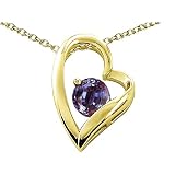 1.30 cttw 14k Gold Heart Shaped Lab Created Round Alexandrite Pendant - 14kt White or Yellow Gold