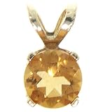 14K Yellow Gold Pendant Genuine Citrine Gemstone