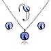 lureme Time Gem Series Disc Charm Stud Earrings Open Bangle Bracelet and Pendant Necklace Jewelry Sets for Women and Girls (White Wolf)(09000421)