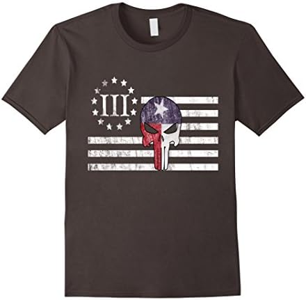 Men's Three Percenter Texas Flag American Flag Oath Keeper Tshirt XL Asphalt