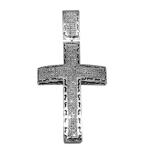 White Gold Crosses For Men 10K White Gold Mens Diamond Cross Pendant 2