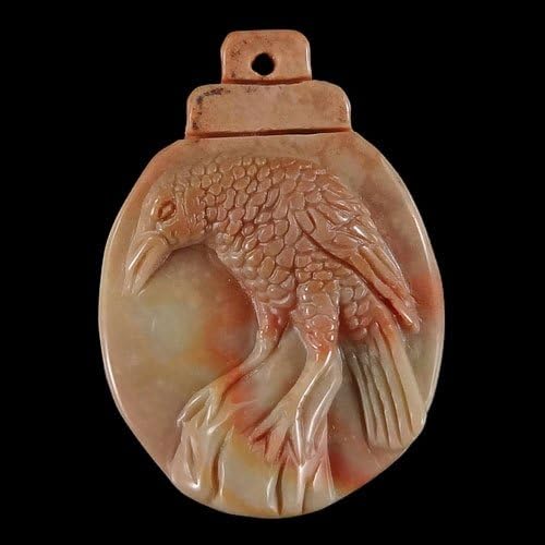 BI36410# Natural Hand Carved Cameo Eagle Succor creek Jasper Wearable Pendant Bead