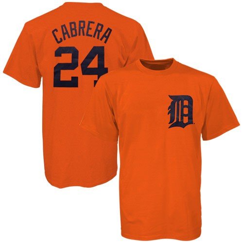 Detroit Tigers Miguel Cabrera Orange Jersey T-Shirt - Large