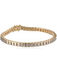 18k Yellow Gold Plated Sterling Silver Two-Tone Tennis Bracelet, 7.25"