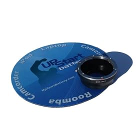UpStart Battery Canon EOS mount lens adapter to Panasonic G1/GH1 camera or other micro 4/3 camera. Includes UpStart Battery Mouse Pad