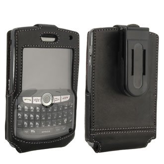 Lambskin Fitted Leather Case, Black with MicroSuede Lining, Detachable Ratcheting 360° Belt Clip, Snap Close for Blackberry 8800 8800c 8820 8830