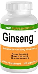 Ginseng 180 Capsules 1000mg serving Tri-Ginseng Complex Siberian Panax Korean KRK SUPPLEMENTS