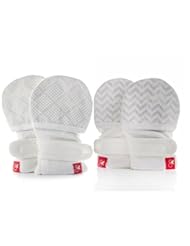Baby Product: Goumikids Goumimitts Soft Stay On Scratch Mittens, 2 Pair, 0-3m, Diamond Dots (Cream)/Chevron (Cream) - Goumikids