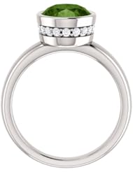 Platinum 10.00x8.00mm Oval Cut Green Tourmaline and Diamond Ring -- LIFETIME WARRANTY