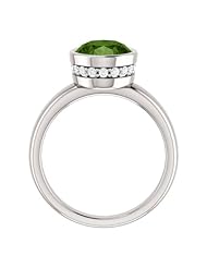 10K White Gold 10.00x8.00mm Oval Cut Green Tourmaline and Diamond Ring -- LIFETIME WARRANTY