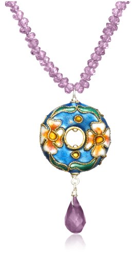 Buy Sterling Silver Amethyst Beaded Necklace w/ Cloisonne Drop Pendant, 18" online at Discounted New and Used prices. Delivered to your door with Off-The-Bookshelf.