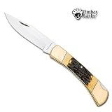 Timber Rattler Yellow Stag Lockback Folding Pocket Knife
