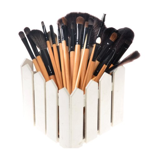 Loel® Professional Portable 24 Pcs Make up Brush Cosmetic Set Premium Synthetic Hair with Case Wood Color