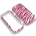 Pink with White Zebra Strip Snap on Hard Skin Faceplate Cover Case for Motorola MB200 Cliq