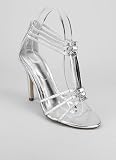 Metallic Faux Jewel T-Strap Heel