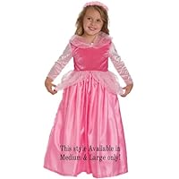 Little Adventures Sleeping Beauty Princess Dress Up Costume w/ Free Bow - Girls Size 5-7 - Machine Washable