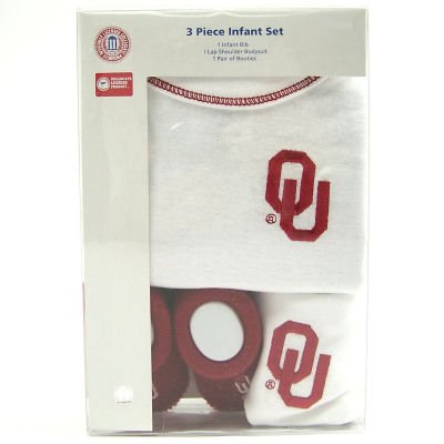 Buy OKLAHOMA SOONERS ONESIE BIB BOOTIE BABY GIFT SET 0-3 MOS by Pine