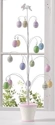 Pack of 2 Decorative Spring Pastel Easter Egg Potted Wire Trees 18"