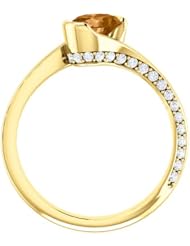 10K Yellow Gold 7.00x5.00mm Oval Cut Bronze Tourmaline and Diamond Ring -- LIFETIME WARRANTY