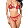 Valentine's Day 2PC Vinyl Bikini Bra Sexy Lingerie Intimate Apparel with Rhinestone Buckle Thong