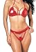 2PC Vinyl Bikini Bra Sexy Lingerie Intimate Apparel with Rhinestone Buckle Thong