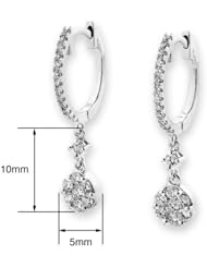 (X1000Diamond) 18K/750 White Gold Flower Cluster Diamond Dangling Earring (0.51 cttw, G-H Color, VS2-SI1 Clarity)