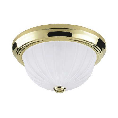 Westinghouse 64318 One-Light Flush Mount Ceiling Fixture, Polished Brass with Frosted Glass Shade