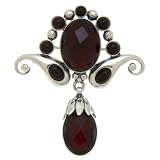 Queen Collection Certified Genuine Cherry Amber and Sterling Silver Faceted Pin