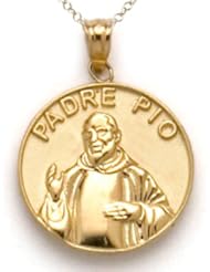 14kt Yellow Gold Padre Pio Medallion Pendant - Chain Included