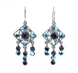 Earrings - E169 - Crystal Diamond Drop ~ Montana Blue