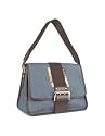 Fendi Denim and Brown Leather Logo Shoulder Tape Bag