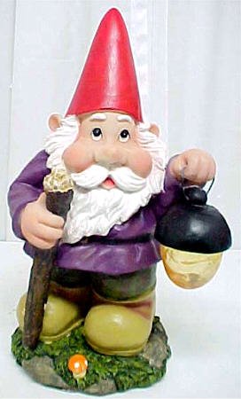 Garden Gnome Holding Lantern Outdoor Statue Solar Light