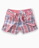 GUESS? Girls Belted Plaid Shorts