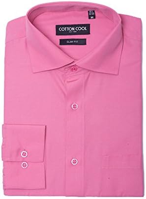 Cotton Cool Men's Slim Fit Solid Non-Iron Long Sleeve Dress Shirt - Apricot, M