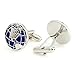 Zhenhui Silver Blue 2 PCS Mens Stainless Steel World Map Shirts Cufflinks