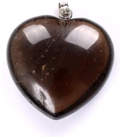 TGS Gems®Natural Crystal Gemstone Healing Chakra Reiki Pendant Bead Heart (smoky quartz)GC101