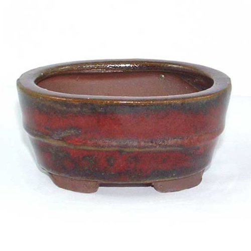 10.5cm Bonsai or Accent Pot - Red Oval