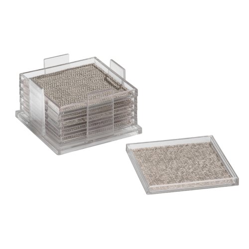 InterDesign Twillo Square Coasters, Set of 6, Metallico/Clear