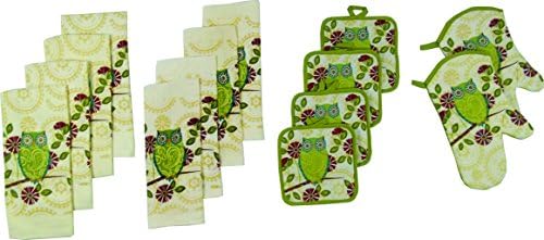 Dish Towel Set 14 Piece Owl Print