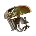 Retro Brass Bicycle Bell, made in England, stainless steel handlebar clamp & fittings, 55mm polished solid brass dome, loud musical sound