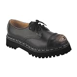 *DIGGER-03, 3 eyelet Blk Shoe W Grinded Steel Toe by Pleaser