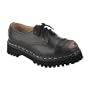 *DIGGER-03, 3 eyelet Blk Shoe W/Grinded Steel Toe(Black Leather,5)