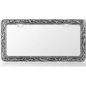 Buy Car Metal License Plate Frame - Vintage Lace Design - Gun Metal and T-Smoke... now!