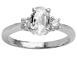 1.70 cts Genuine 9x7 Oval White Topaz Engagement Ring - 14kt White or Yellow Gold