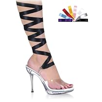PLEASER Womens Excite-497 Clear Shoes Color Change Lace High Heels  Platforms Heels Ankle Wrap Sandals