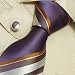 S4034 Designer Hand Made Purple White Stripes Necktie Cufflinks Set with Gift Box Tie...