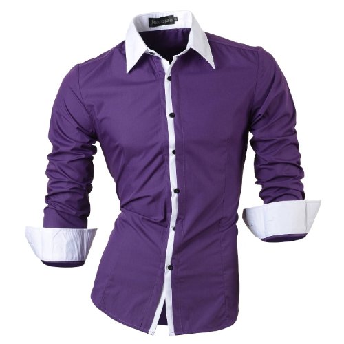 jeansian Men's Slim Fit Long Sleeves Casual Shirts 1073
