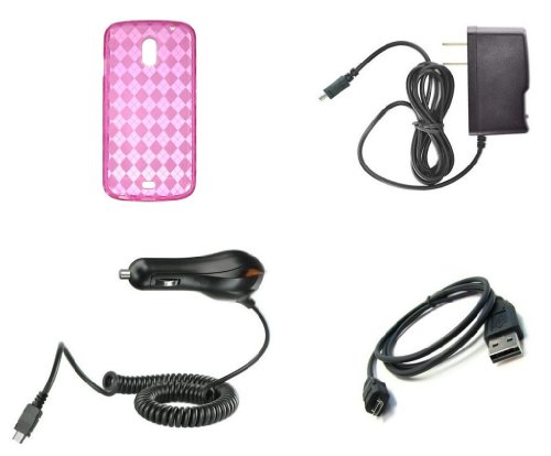 Samsung Galaxy Nexus (Verizon) Premium Combo Pack Pink Thermoplastic Polyurethane Argyle Gummy Case Cover + ATOM LED Keychain Light + Wall Charger + Car Charger + Micro USB Cable Images 41c3VwdA8CL Samsung Galaxy Nexus (Verizon) Premium Combo Pack Pink Thermoplastic Polyurethane Argyle Gummy Case Cover + ATOM LED Keychain Light + Wall Charger + Car Charger + Micro USB Cable Images