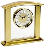 Gilt & Glass Finish Quartz Mantel Clock with Alarm